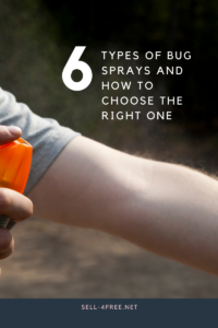 Photo of a person holding a can of bug spray and spraying it on their arm with text 6 Types of Bug Sprays and How to Choose the Right One